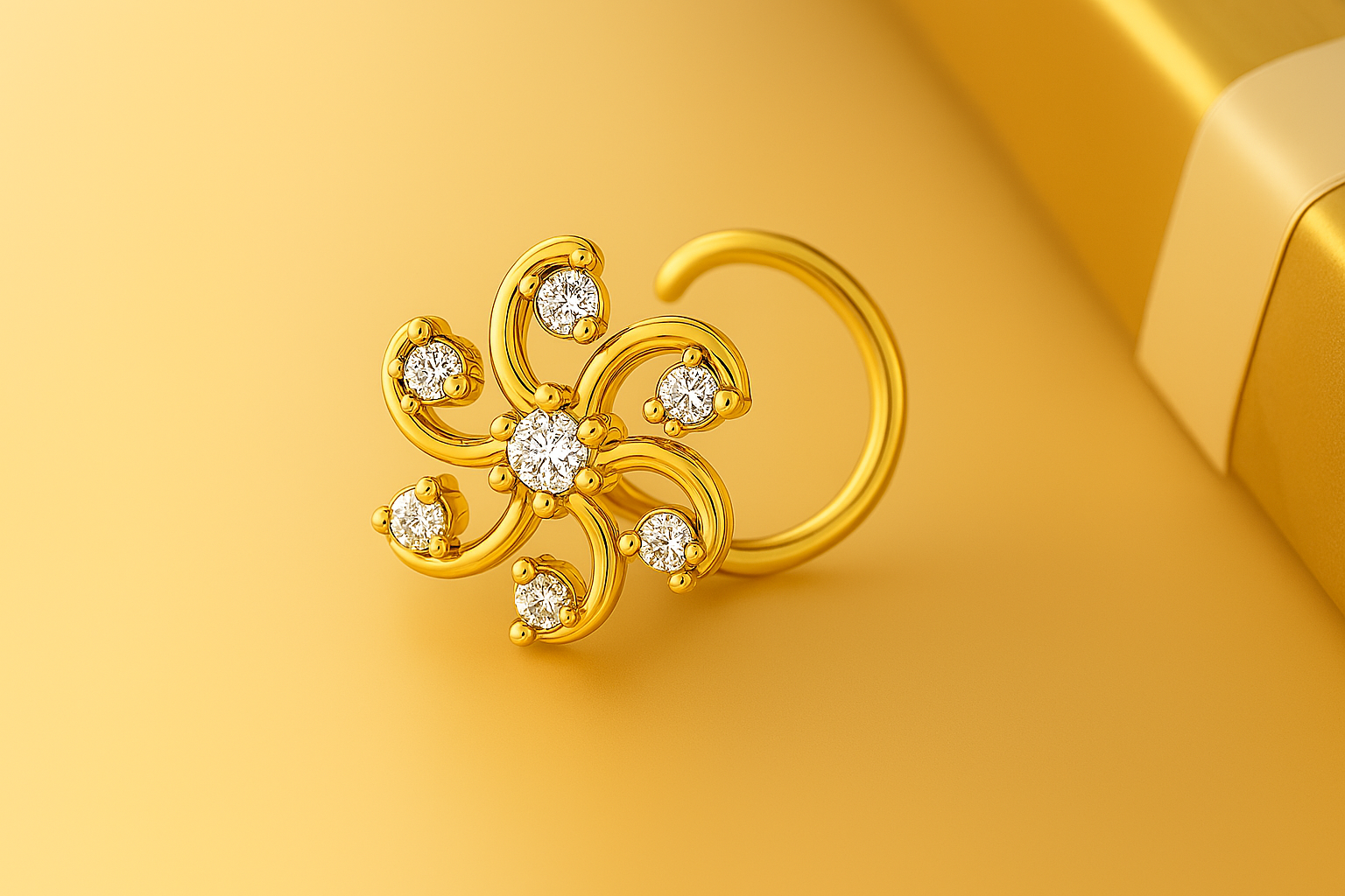 Petal Whirl 18K Diamond Nose Ring