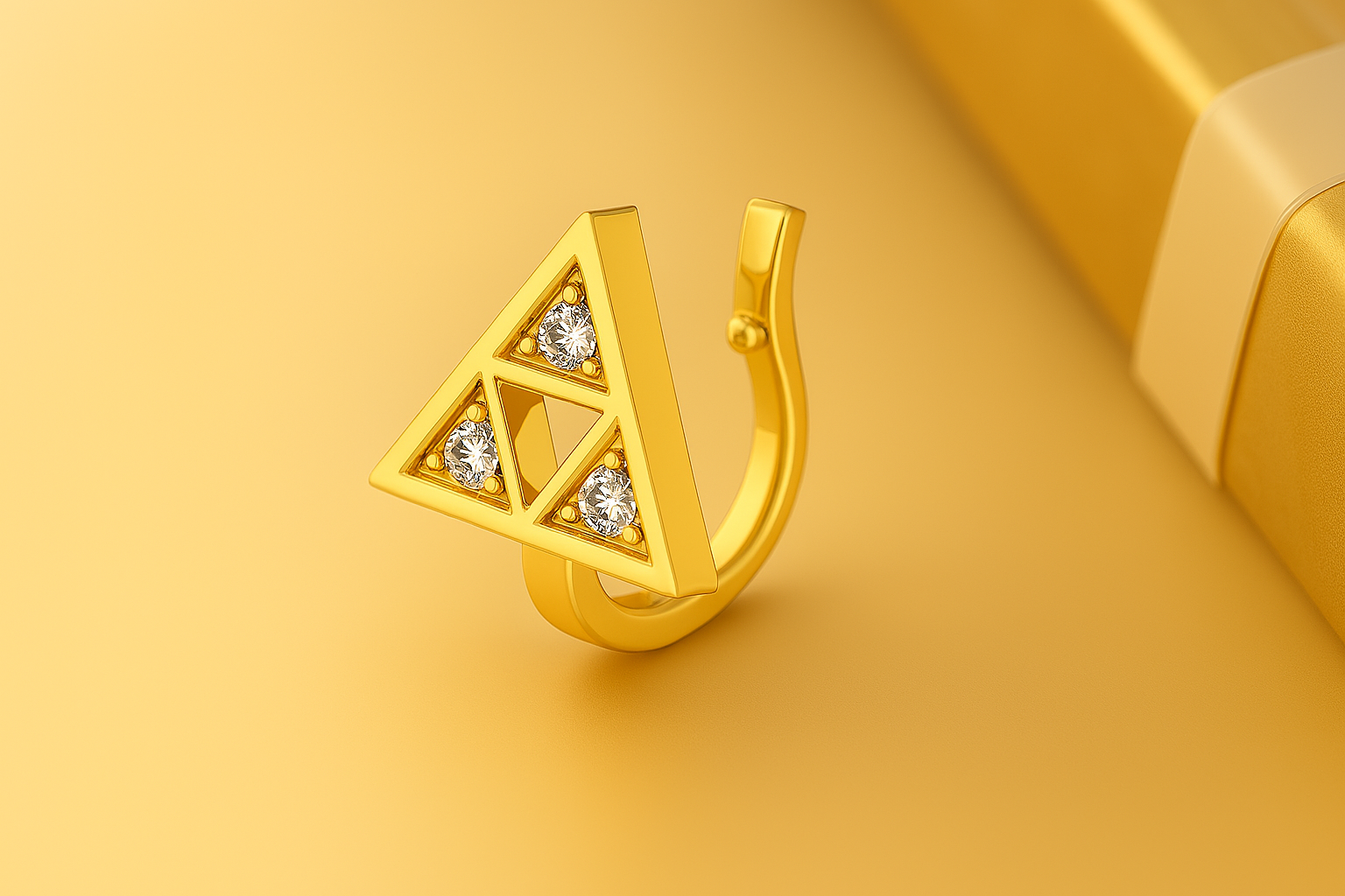 Golden Trigon Sparkle Nose Pin