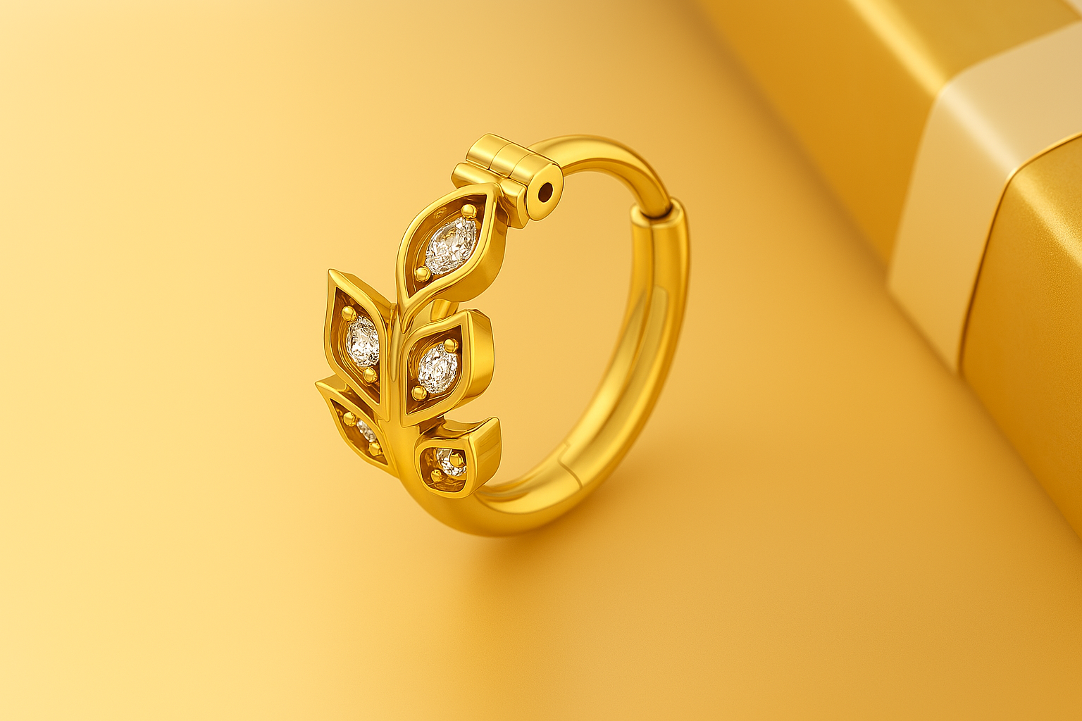 Golden Bloom Leaf Nose Ring