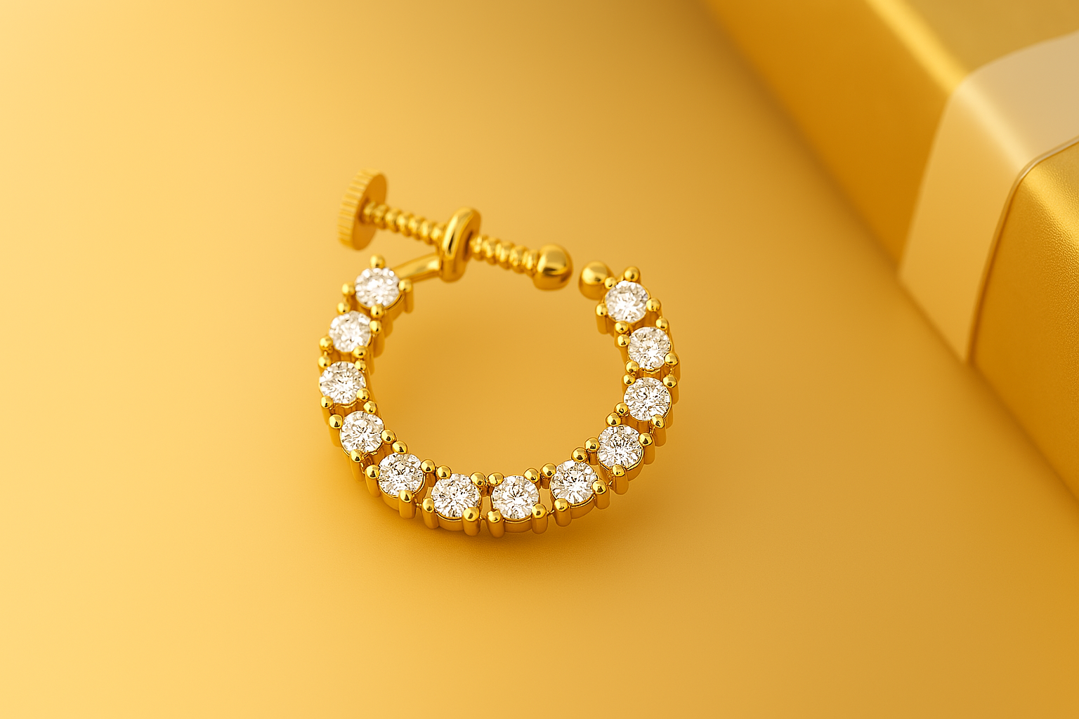 Golden Spiral Glimmer Diamond Nose Ring