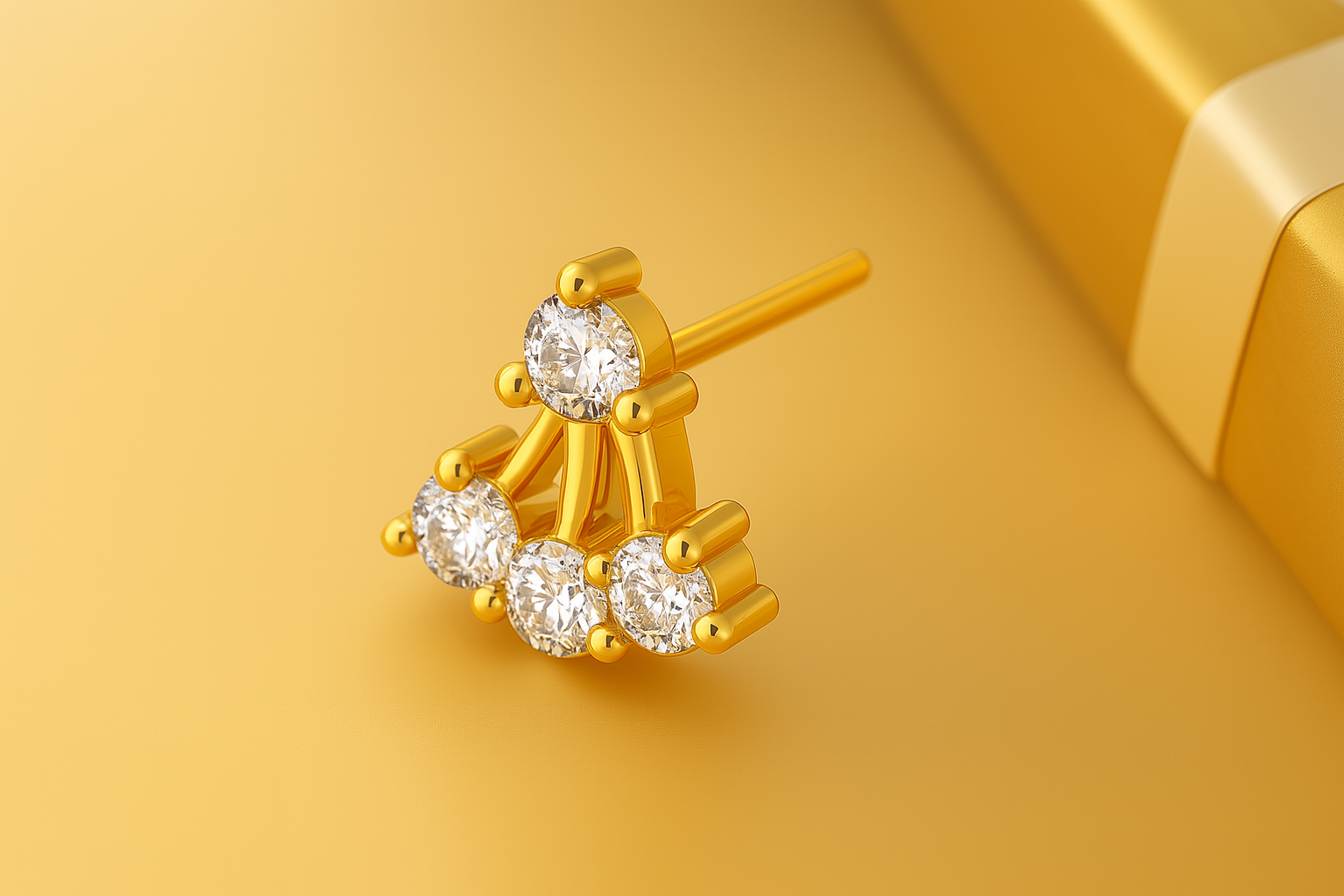 Radiant Cascade 18K Gold Diamond Nose Pin