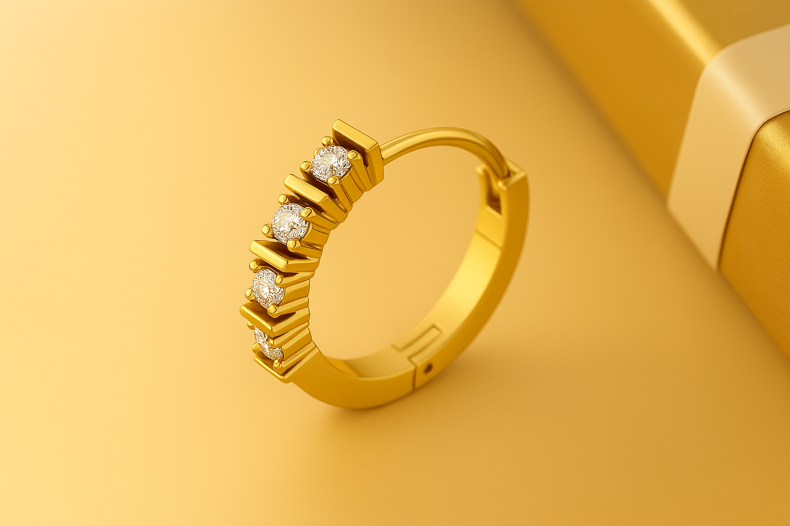 Elegant 18K Gold Vertical Diamond Stack Nose Ring