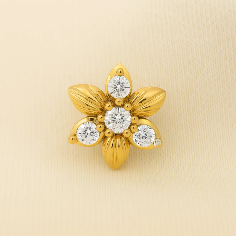 Golden Blossom Radiance Nose Pin
