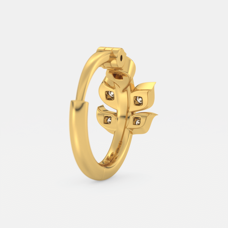 Golden Bloom Leaf Nose Ring - Image 4