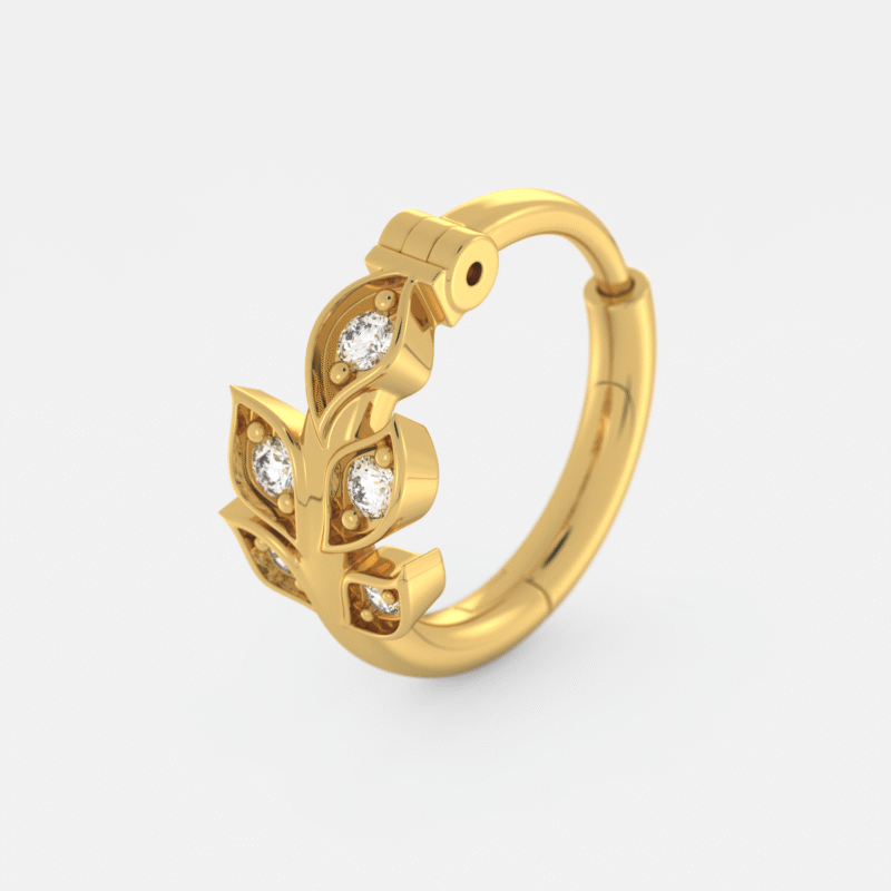Golden Bloom Leaf Nose Ring - Image 5