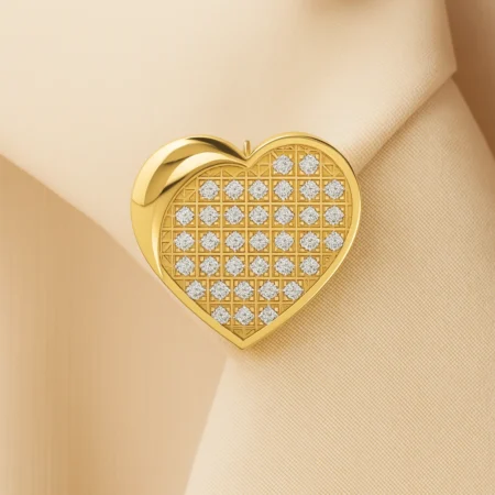 Golden Heart Diamond Nose Pin