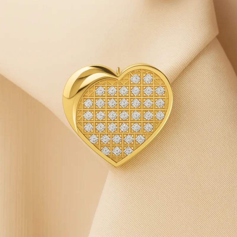 Golden Heart Diamond Nose Pin