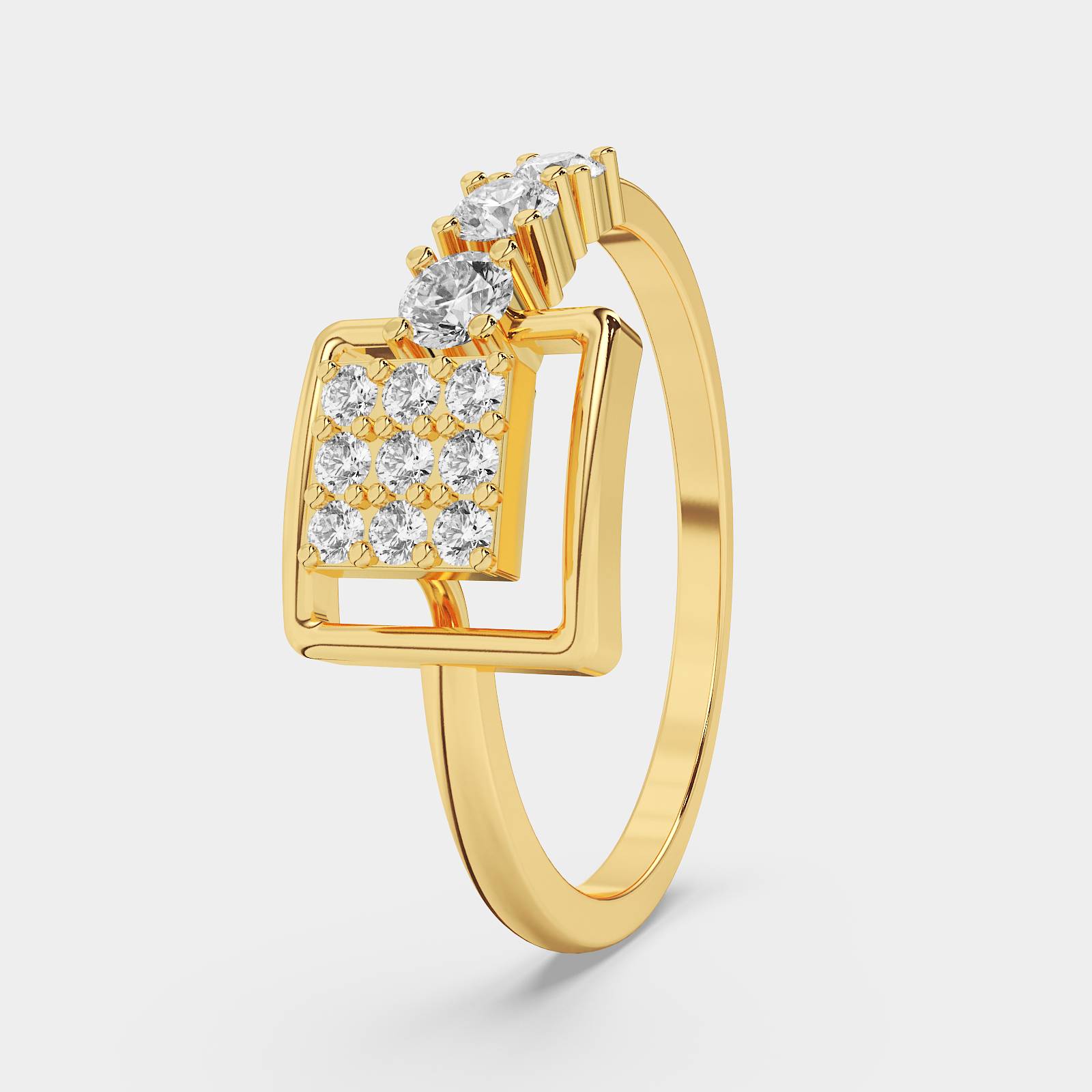 Aurora Square Diamond Gold Ring