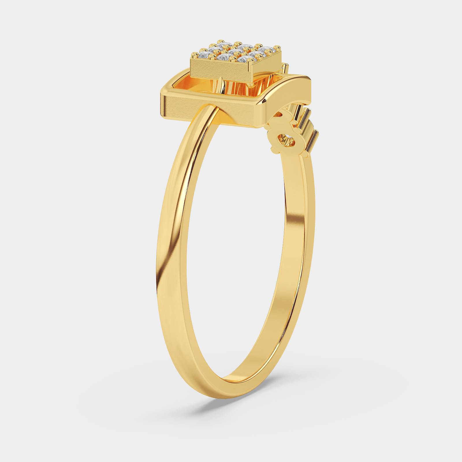 Aurora Square Diamond Gold Ring - Image 2