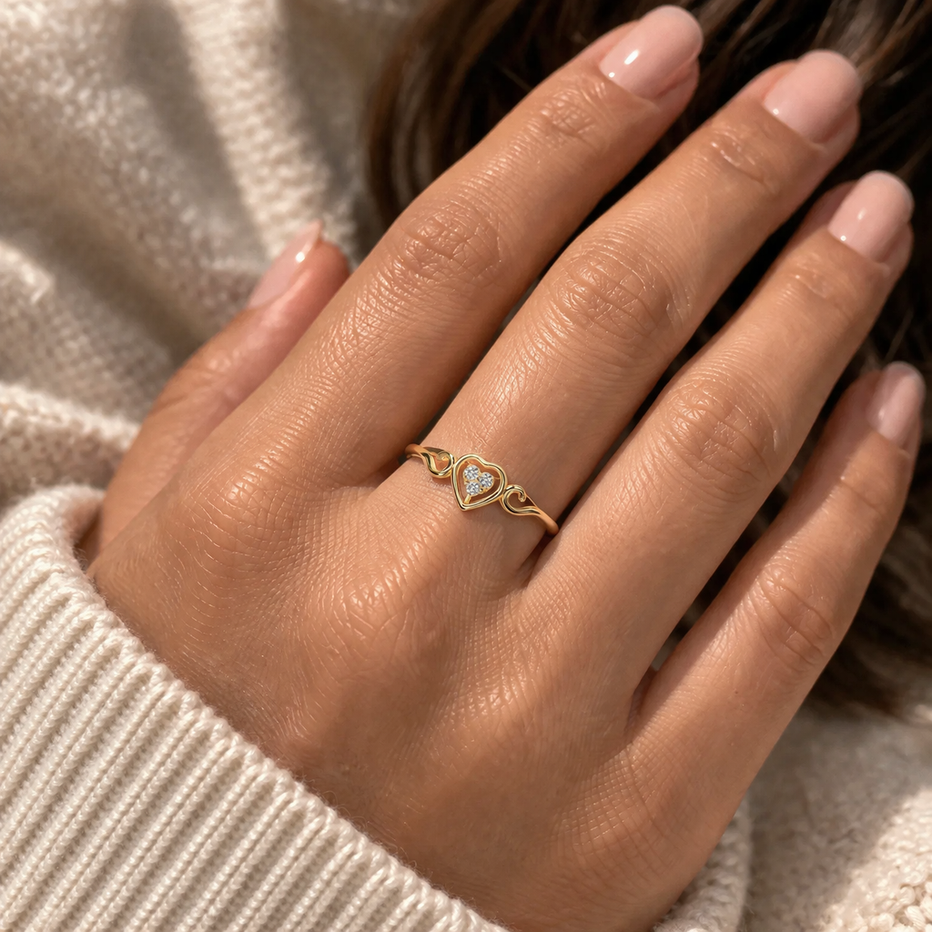 Golden Heart Whisper Ring - Image 2