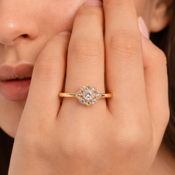 Vintage Halo  Blossom Ring