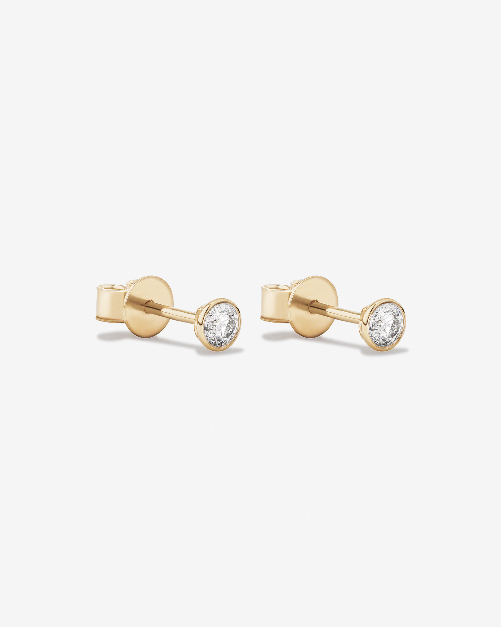 Bezel-Set Radiant Diamond Gold Studs - Image 3