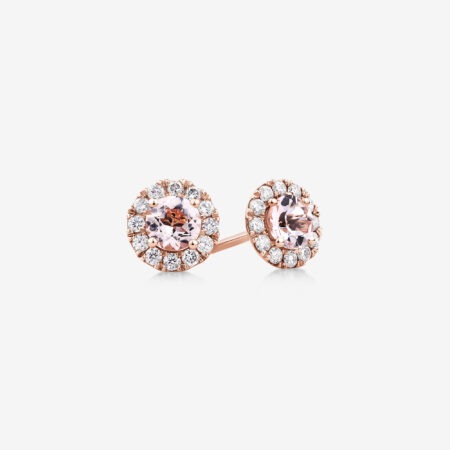 Morganite Blush Halo Gold Studs