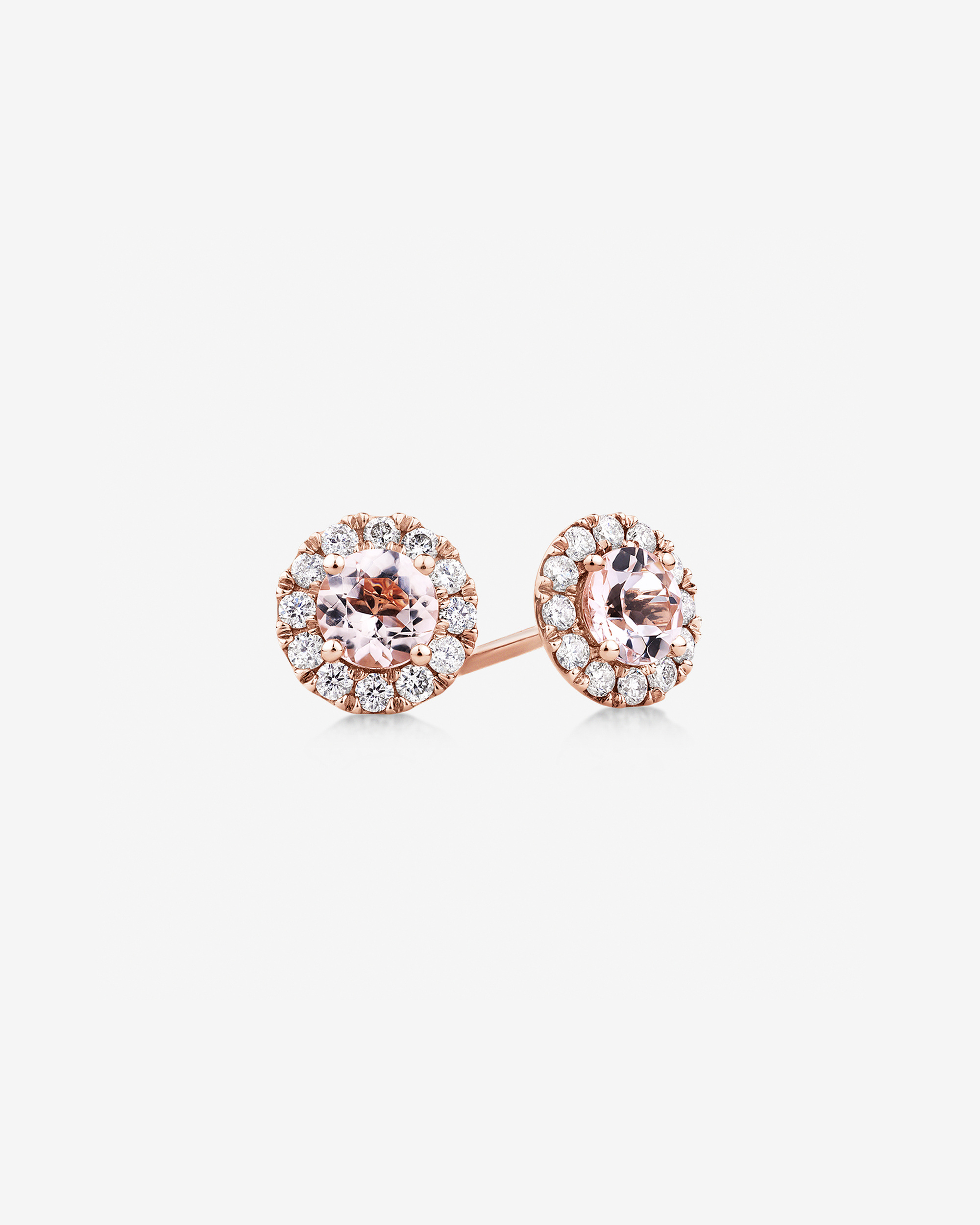 Morganite Blush Halo Gold Studs