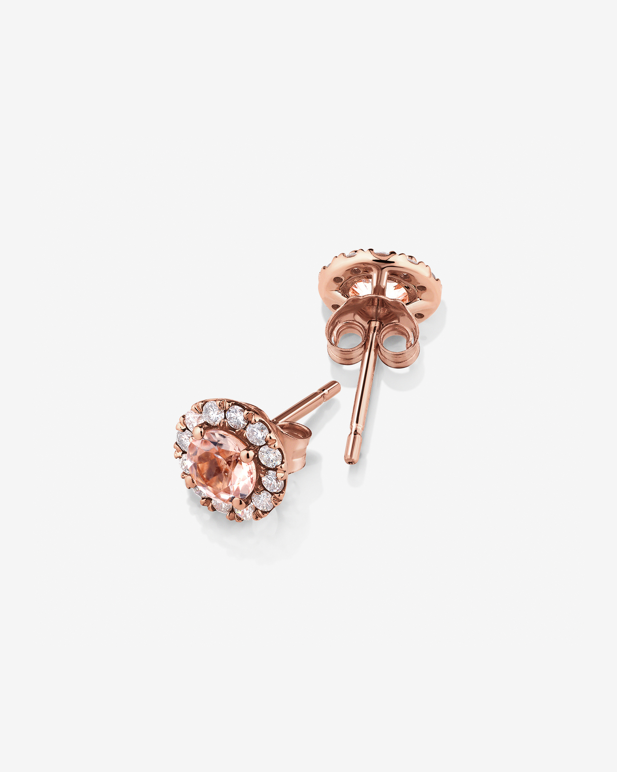 Morganite Blush Halo Gold Studs - Image 3