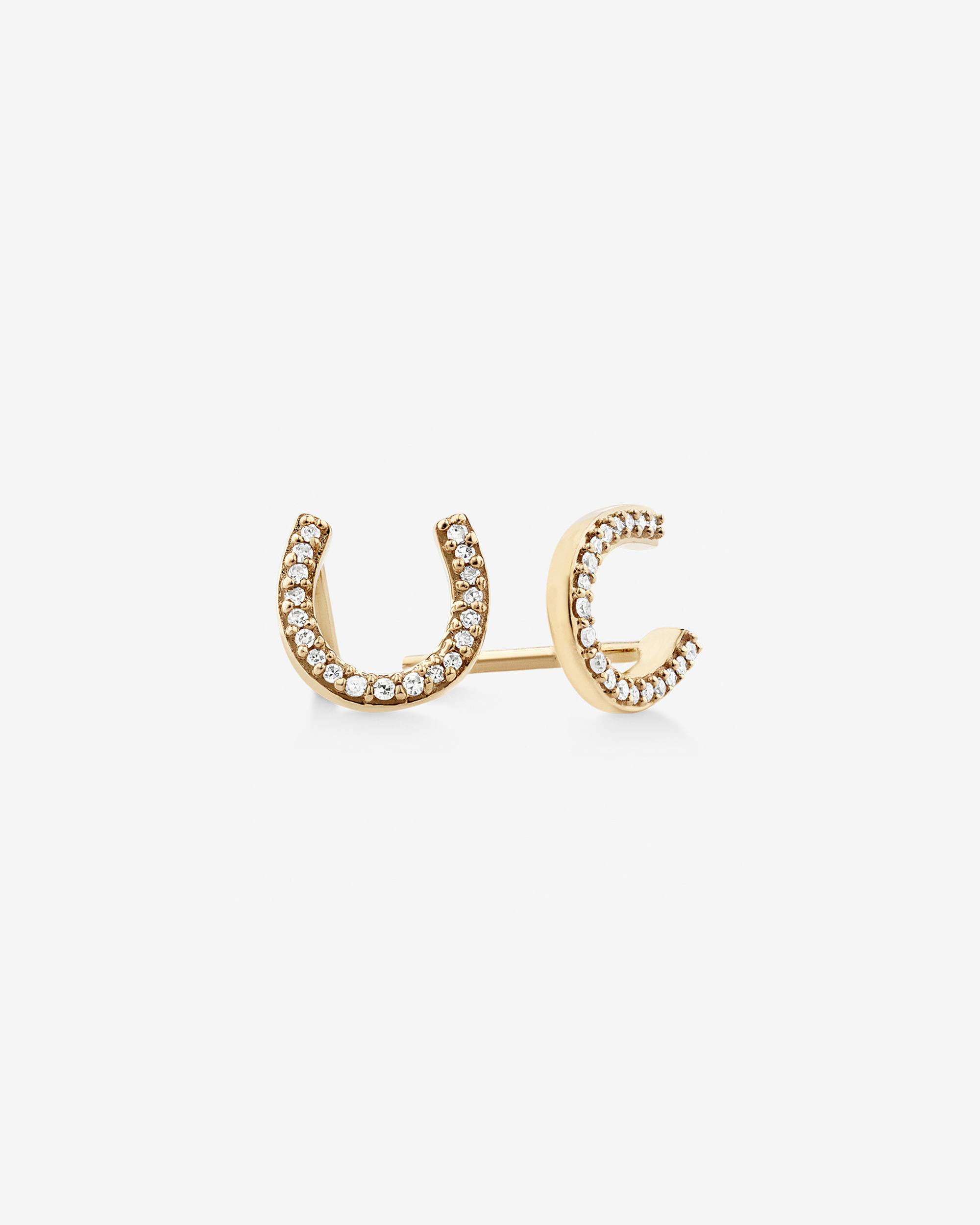Horseshoe Diamond and Gold Studs - Image 4
