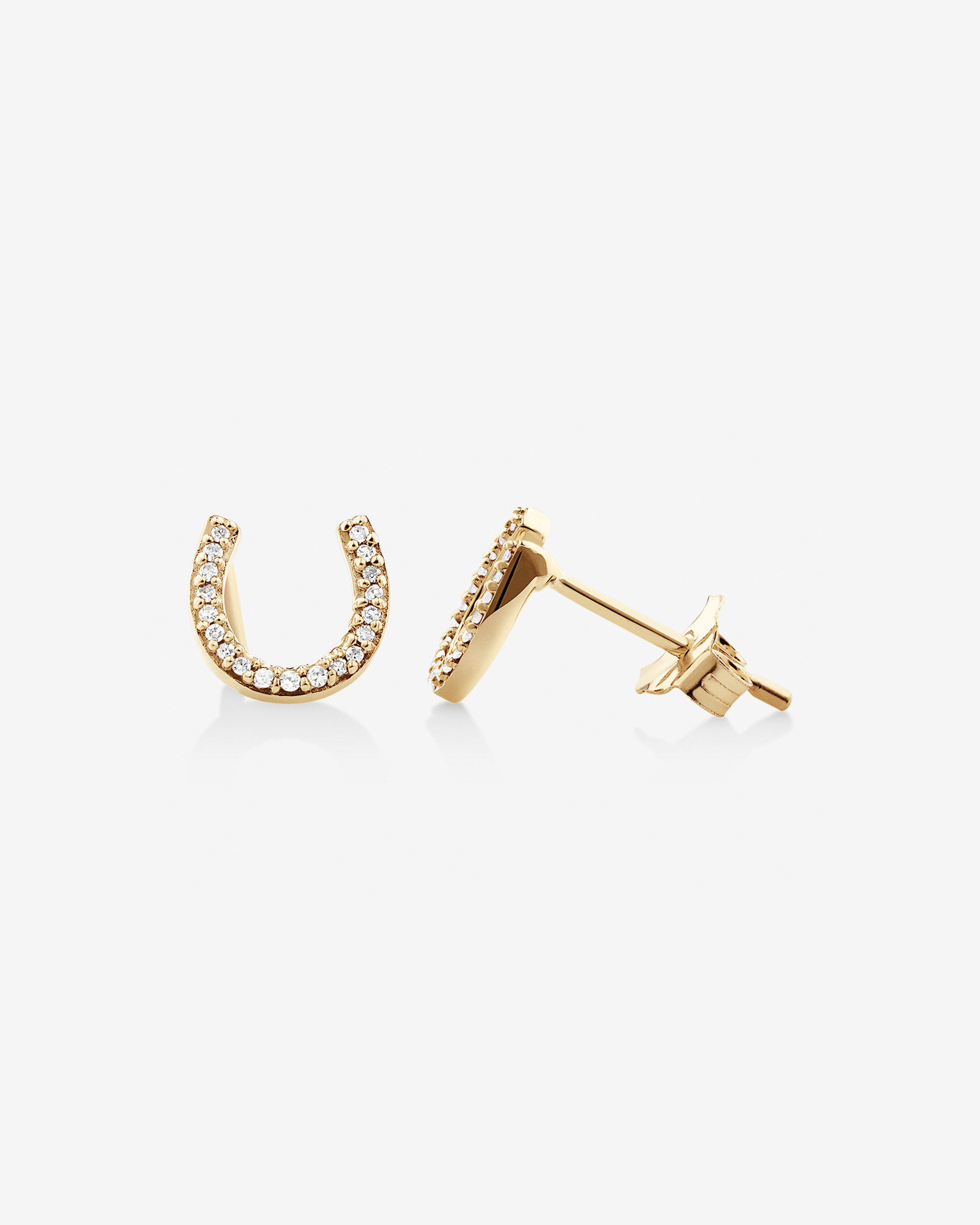 Horseshoe Diamond and Gold Studs - Image 2