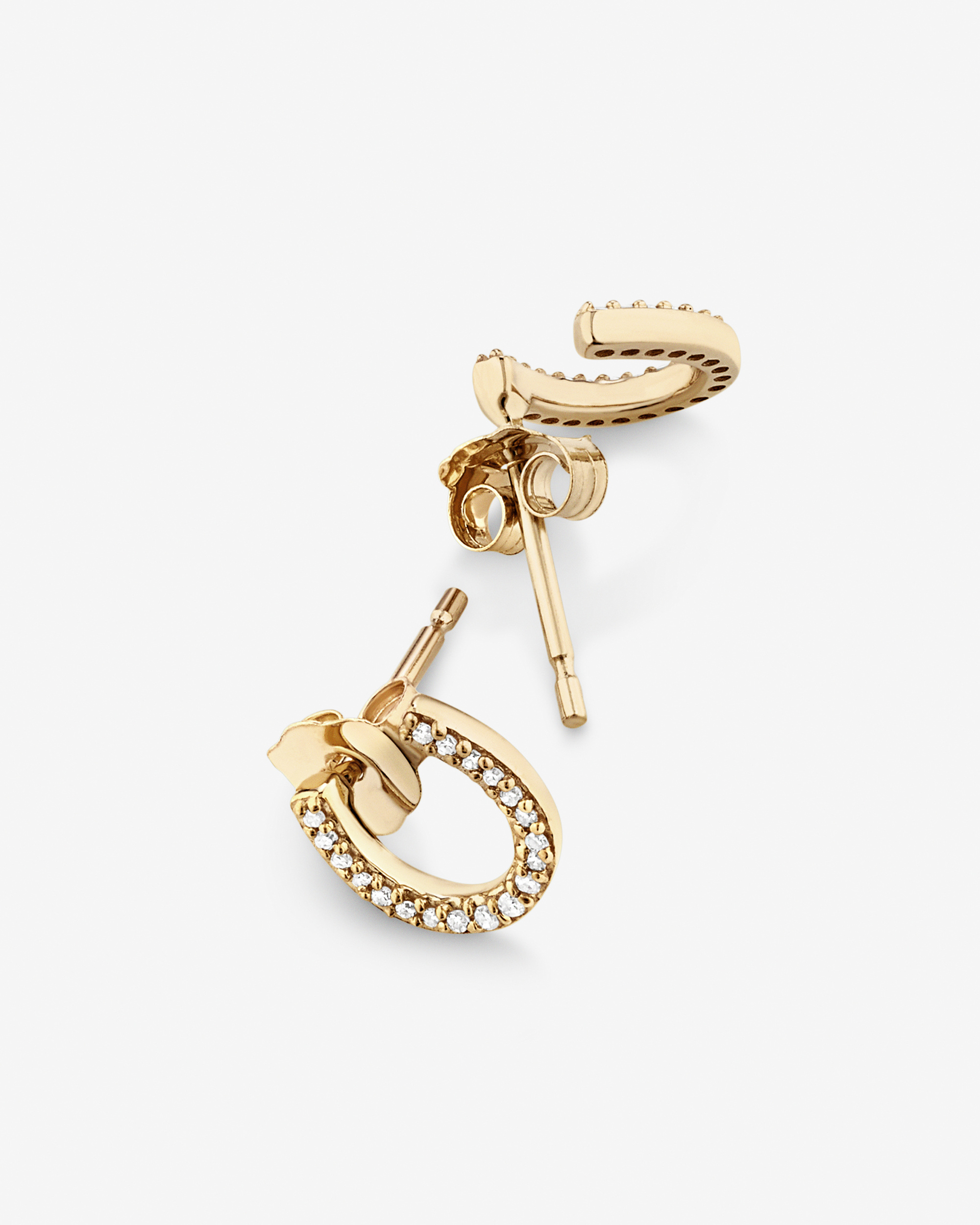 Horseshoe Diamond and Gold Studs - Image 3