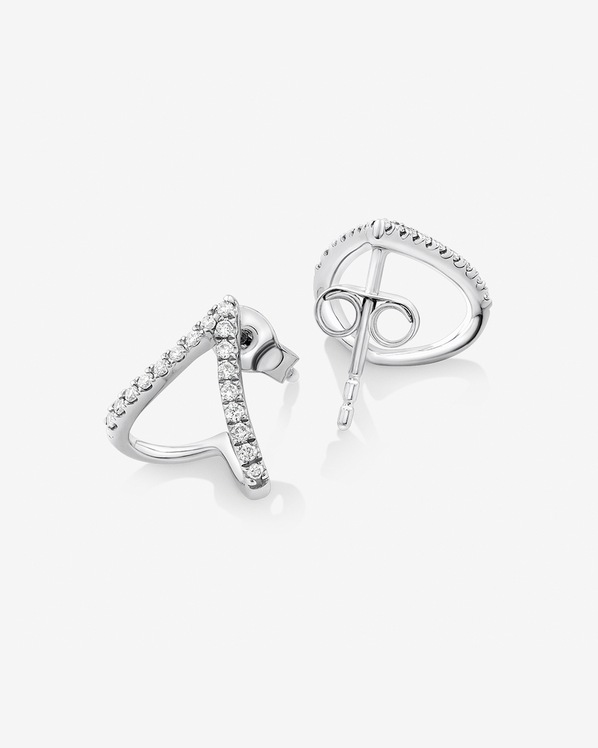 Stellar Chevron Diamond Silver Studs - Image 2