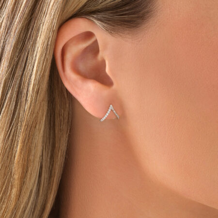 Stellar Chevron Diamond Silver Studs