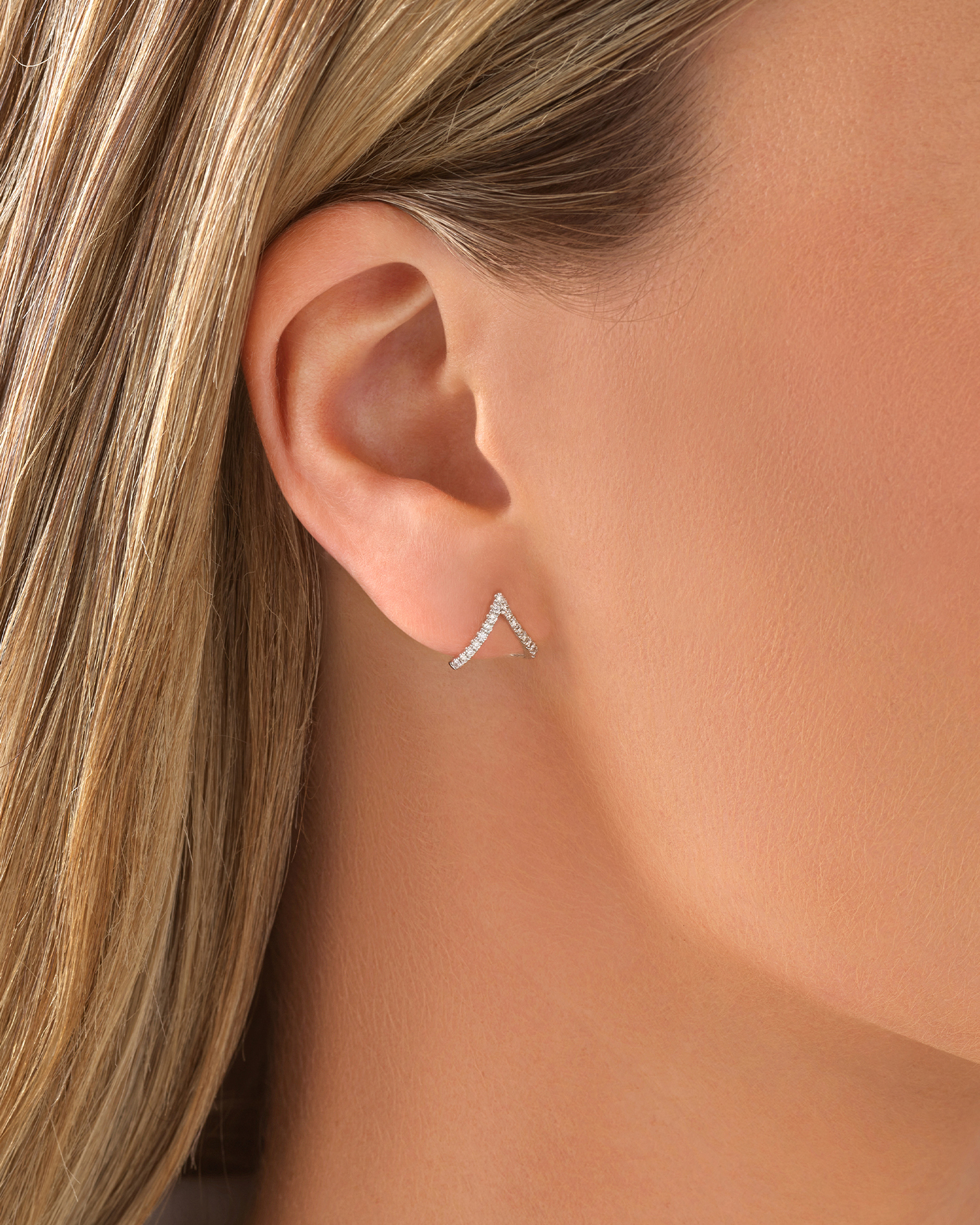 Stellar Chevron Diamond Silver Studs
